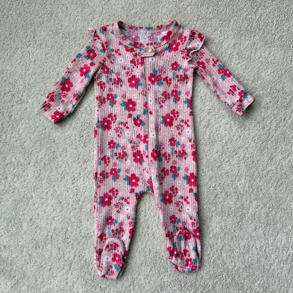 dELiA*s Other - dELiA*s Pink and Red Floral Kids One Piece Footie